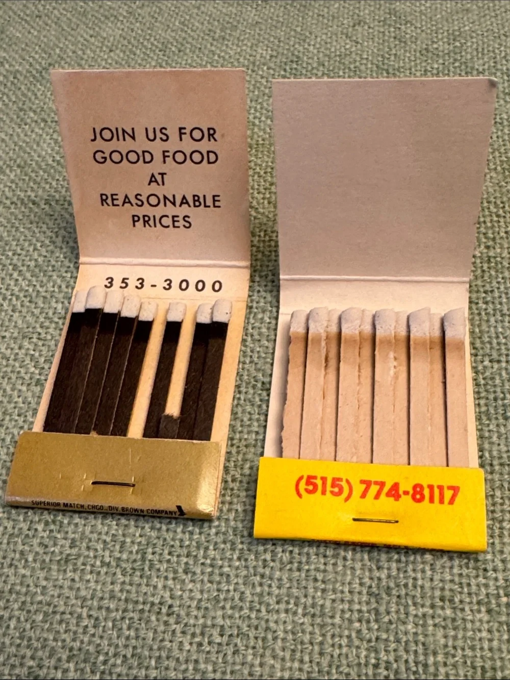 Vintage University of Iowa & Iowa State Matchbooks - Gold & Yellow